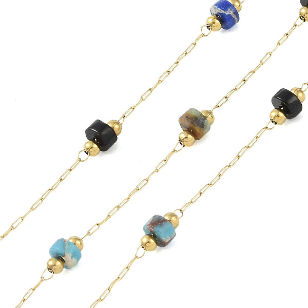 PandaHall Ion Plating(IP) 304 Stainless Steel Chains, with Natural Regalite, Natural Hypersthene, Natural Lapis Lazuli, with Spool, Unwelded...
PandaHall Ion Plating(IP) 304 Stainless Steel Chains, with Natural Regalite, Natural Hypersthene, Natural Lapis Lazuli, with Spool, Unwelded...
