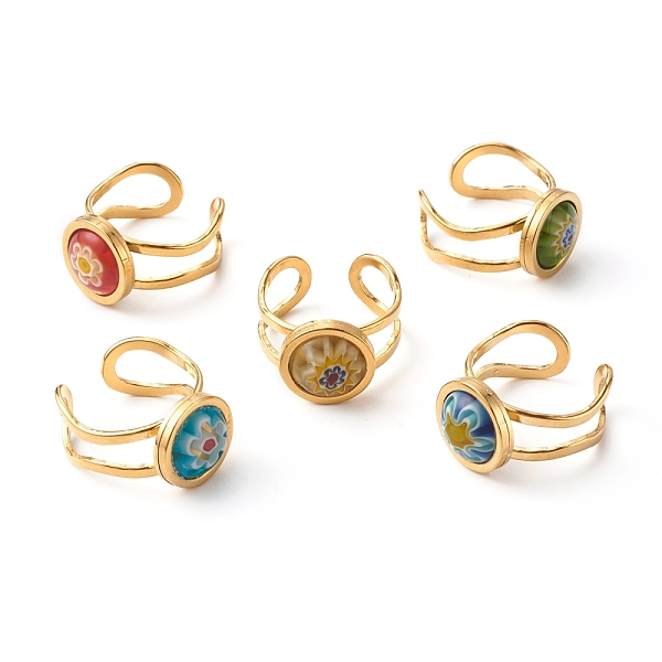 PandaHall Stainless Steel Cuff Rings, with Lampwork Cabochons, Flat Round, Mixed Color, US Size 8(18.1mm), 10mm, Inner Diameter: 18mm 304..., Multicolor
PandaHall Stainless Steel Cuff Rings, with Lampwork Cabochons, Flat Round, Mixed Color, US Size 8(18.1mm), 10mm, Inner Diameter: 18mm 304..., Multicolor
