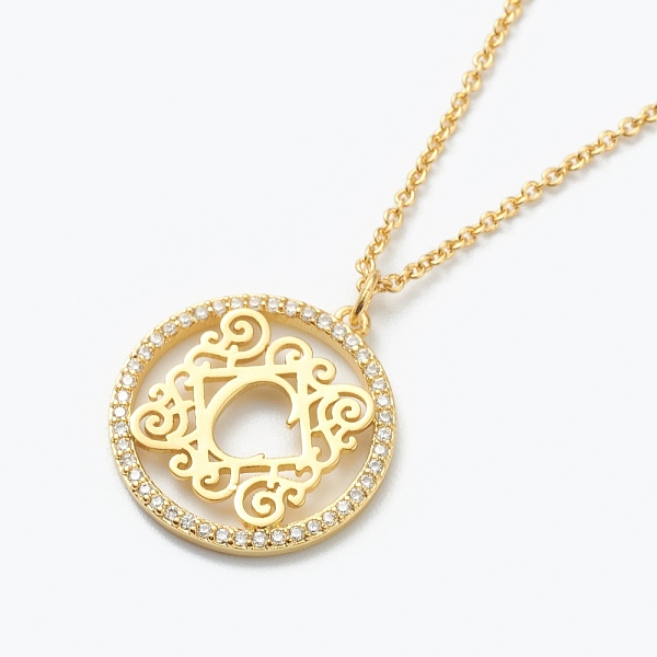 PandaHall Brass Micro Pave Clear Cubic Zirconia Pendant Necklaces, Flat Round with Letter, Real 18K Gold Plated, Letter.C, 16.14~17.20 inch...
PandaHall Brass Micro Pave Clear Cubic Zirconia Pendant Necklaces, Flat Round with Letter, Real 18K Gold Plated, Letter.C, 16.14~17.20 inch...