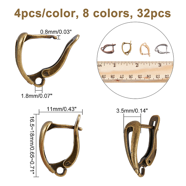 PandaHall CHGCRAFT 32Pcs 8 Colors Brass Hoop Earring Findings with Latch Back Closure, with Horizontal Loops, Mixed Color, 16.5~18x11x3.5mm...
PandaHall CHGCRAFT 32Pcs 8 Colors Brass Hoop Earring Findings with Latch Back Closure, with Horizontal Loops, Mixed Color, 16.5~18x11x3.5mm...
