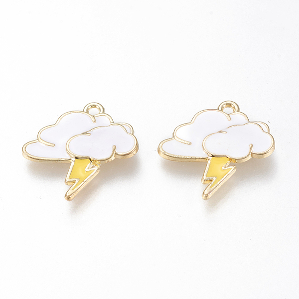 PandaHall Alloy Enamel Pendants, Cadmium Free & Lead Free, Cloud with Lightning, Golden, White, 21x21x2.5mm, Hole: 1.6mm Alloy+Enamel Cloud...
PandaHall Alloy Enamel Pendants, Cadmium Free & Lead Free, Cloud with Lightning, Golden, White, 21x21x2.5mm, Hole: 1.6mm Alloy+Enamel Cloud...