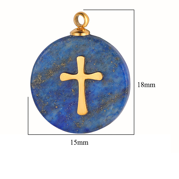 PandaHall Natural Lapis Lazuli Pendants, Flat Round Charms, with Golden Tone Stainless Steel Cross Slice, 18~19x15x3.7~4.1mm Lapis Lazuli...
PandaHall Natural Lapis Lazuli Pendants, Flat Round Charms, with Golden Tone Stainless Steel Cross Slice, 18~19x15x3.7~4.1mm Lapis Lazuli...