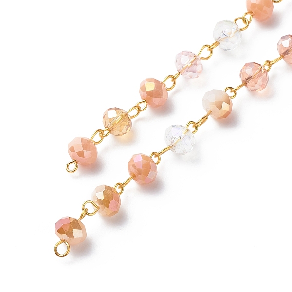PandaHall Handmade Electroplate Glass Faceted Rondelle Beaded Chains, with Iron Eye Pins, Unwelded, Light Salmon, 13.5x8mm, about 3.28 Feet...
PandaHall Handmade Electroplate Glass Faceted Rondelle Beaded Chains, with Iron Eye Pins, Unwelded, Light Salmon, 13.5x8mm, about 3.28 Feet...