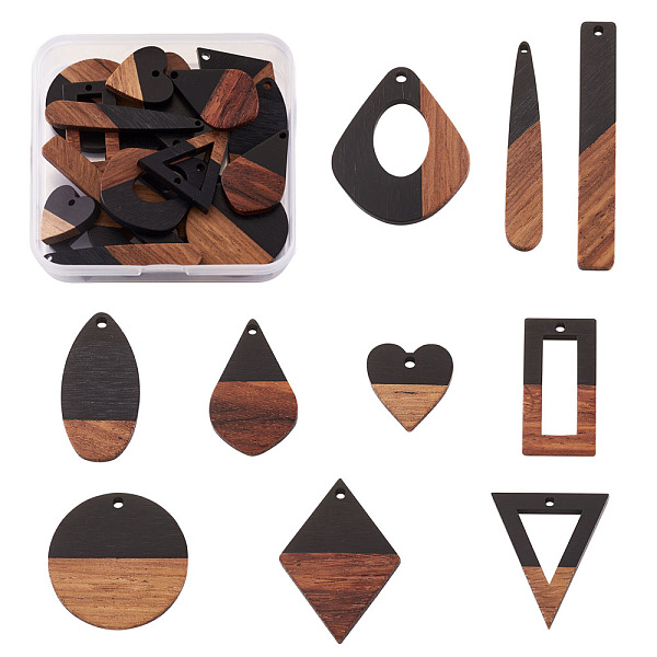 PandaHall Resin & Walnut Wood Pendants, Mixed Shapes, Black, 27.5x24x3.5mm, Hole: 1.8mm, 20pcs/box Resin+Wood Mixed Shapes Black
PandaHall Resin & Walnut Wood Pendants, Mixed Shapes, Black, 27.5x24x3.5mm, Hole: 1.8mm, 20pcs/box Resin+Wood Mixed Shapes Black