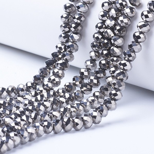 PandaHall Electroplate Transparent Glass Beads Strands, Full Plated, Faceted, Rondelle, Silver Plated, 4x3mm, Hole: 0.4mm, about...
PandaHall Electroplate Transparent Glass Beads Strands, Full Plated, Faceted, Rondelle, Silver Plated, 4x3mm, Hole: 0.4mm, about...