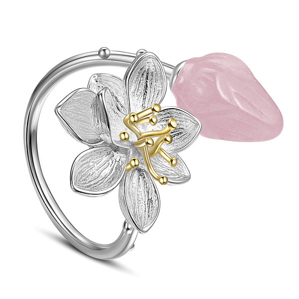PandaHall SHEGRACE 925 Sterling Silver Cuff Rings, Open Rings, with Natural Rose Quartz, Flower, Pink, US Size 8 1/2(18.5mm) Sterling Silver...
PandaHall SHEGRACE 925 Sterling Silver Cuff Rings, Open Rings, with Natural Rose Quartz, Flower, Pink, US Size 8 1/2(18.5mm) Sterling Silver...