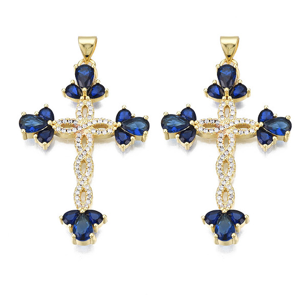 PandaHall Brass Micro Pave Cubic Zirconia Pendants, with Brass Snap on Bails, Real 18K Gold Plated, Nickel Free, Cross, Dark Blue...
PandaHall Brass Micro Pave Cubic Zirconia Pendants, with Brass Snap on Bails, Real 18K Gold Plated, Nickel Free, Cross, Dark Blue...