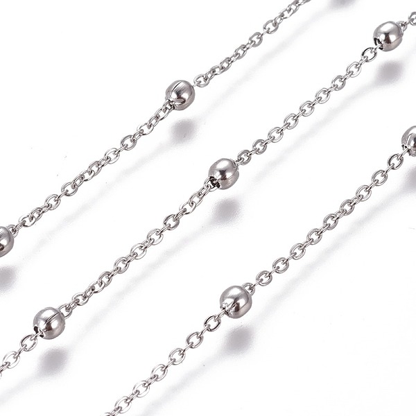 PandaHall 304 Stainless Steel Cable Chains, Satellite Chains, with Round Beads, Soldered, with Spool, Flat Oval, Stainless Steel Color, Link...
PandaHall 304 Stainless Steel Cable Chains, Satellite Chains, with Round Beads, Soldered, with Spool, Flat Oval, Stainless Steel Color, Link...