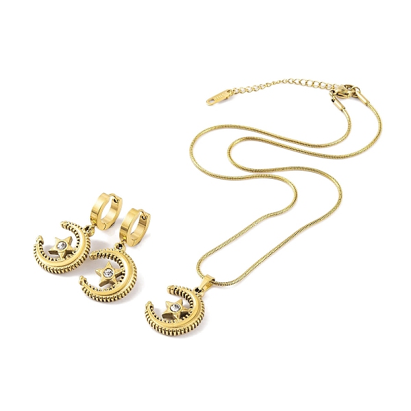 PandaHall Moon 304 Stainless Steel Rhinestone Hoop Earrings & Pendant Necklaces Jewelry Sets for Women, Golden, 400mm Rhinestone Moon Clear
PandaHall Moon 304 Stainless Steel Rhinestone Hoop Earrings & Pendant Necklaces Jewelry Sets for Women, Golden, 400mm Rhinestone Moon Clear