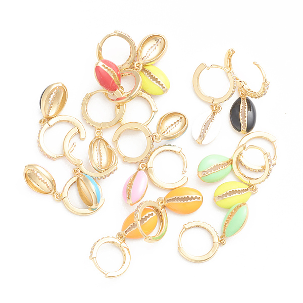 PandaHall Brass Micro Pave Clear Cubic Zirconia Huggie Hoop Earrings, with Enamel, Cowrie Shell Shape, Golden, Mixed Color, 28.5mm, Pin: 1mm..., Multicolor
PandaHall Brass Micro Pave Clear Cubic Zirconia Huggie Hoop Earrings, with Enamel, Cowrie Shell Shape, Golden, Mixed Color, 28.5mm, Pin: 1mm..., Multicolor