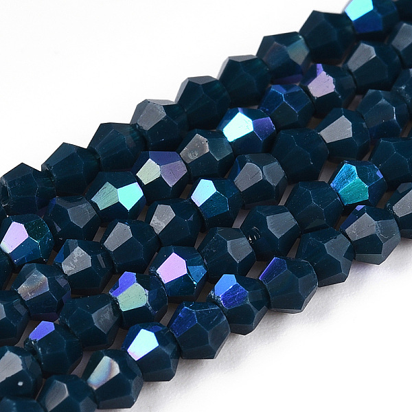 PandaHall Opaque Solid Color Electroplate Glass Beads Strands, AB Color Plated, Faceted, Bicone, Prussian Blue, 3x2.5mm, Hole: 0.7mm, about...
PandaHall Opaque Solid Color Electroplate Glass Beads Strands, AB Color Plated, Faceted, Bicone, Prussian Blue, 3x2.5mm, Hole: 0.7mm, about...