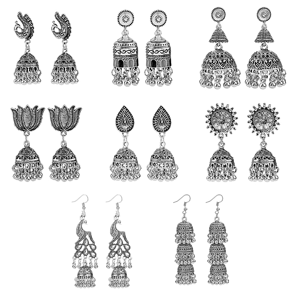 PandaHall FIBLOOM 8 Pairs 8 Style Alloy Bell Chandelier Earrings Set, Peacock & Lotus & Teardrop & Cone Drop Earrings, Antique Silver...
PandaHall FIBLOOM 8 Pairs 8 Style Alloy Bell Chandelier Earrings Set, Peacock & Lotus & Teardrop & Cone Drop Earrings, Antique Silver...