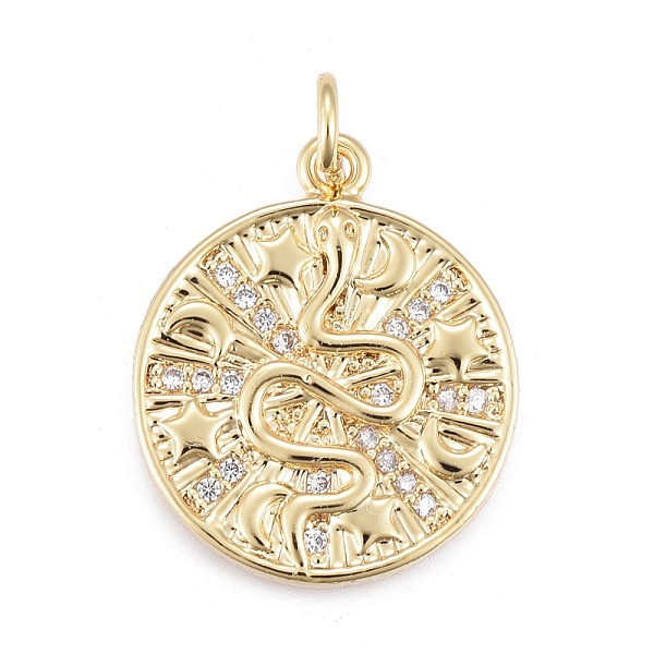 PandaHall Brass Micro Pave Cubic Zirconia Pendants, with Jump Ring, Flat Round with Snake, Golden, Clear, 20x18x2mm, Hole: 3.5mm, Jump Ring...
PandaHall Brass Micro Pave Cubic Zirconia Pendants, with Jump Ring, Flat Round with Snake, Golden, Clear, 20x18x2mm, Hole: 3.5mm, Jump Ring...