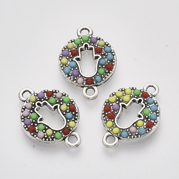 PandaHall Antique Silver Tone Alloy Links connectors, with Resin, Flat Round with Hamsa Hand/Hand of Fatima/Hand of Miriam, Colorful...
PandaHall Antique Silver Tone Alloy Links connectors, with Resin, Flat Round with Hamsa Hand/Hand of Fatima/Hand of Miriam, Colorful...