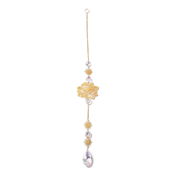 PandaHall Hanging Suncatcher, Iron & Faceted Glass Pendant Decorations, with Jump Ring, Lotus, Clear AB, 437x2.5mm, Hole: 10mm Iron Flower..., White
PandaHall Hanging Suncatcher, Iron & Faceted Glass Pendant Decorations, with Jump Ring, Lotus, Clear AB, 437x2.5mm, Hole: 10mm Iron Flower..., White