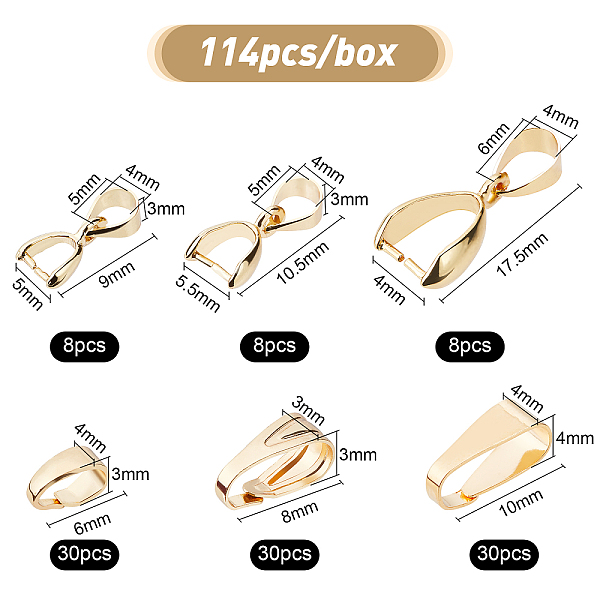 PandaHall BENECREAT 114Pcs 6 Style Brass Snap on Bails 18K Gold Plated Pinch Clasp Bail Pendant Connector Metal Jewelry Findings Brass
PandaHall BENECREAT 114Pcs 6 Style Brass Snap on Bails 18K Gold Plated Pinch Clasp Bail Pendant Connector Metal Jewelry Findings Brass