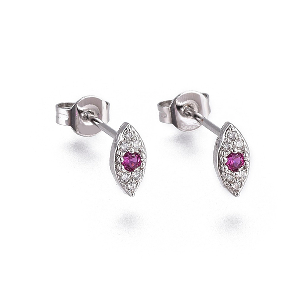 PandaHall Brass Micro Pave Cubic Zirconia Stud Earrings, with Brass Ear Nuts, Horse Eye, Clear & Magenta, Platinum, 7.5x3.5mm, Pin: 0.7mm...
PandaHall Brass Micro Pave Cubic Zirconia Stud Earrings, with Brass Ear Nuts, Horse Eye, Clear & Magenta, Platinum, 7.5x3.5mm, Pin: 0.7mm...