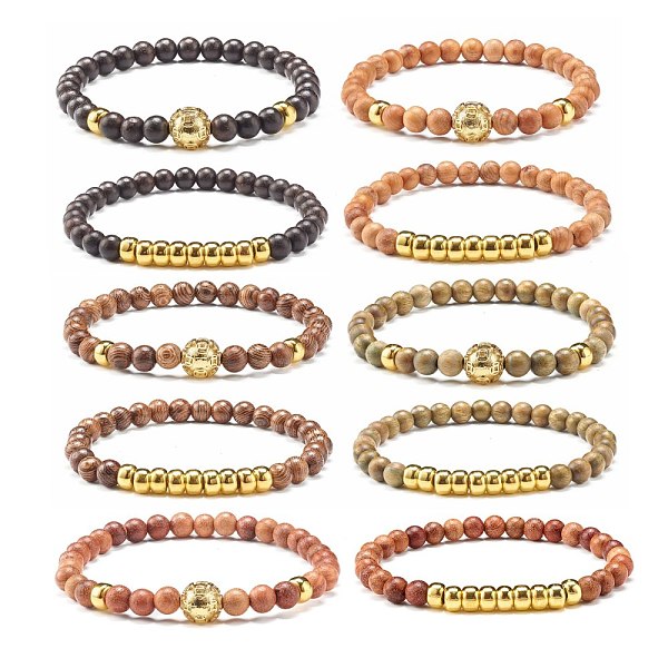 PandaHall Wooden Beads Stretch Bracelets Set, with Synthetic Hematite Beads and Brass Beads, Mixed Color, Inner Diameter: 2-1/4 inch(5.7cm)..., Multicolor
PandaHall Wooden Beads Stretch Bracelets Set, with Synthetic Hematite Beads and Brass Beads, Mixed Color, Inner Diameter: 2-1/4 inch(5.7cm)..., Multicolor