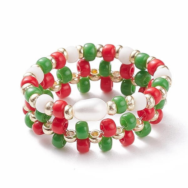 PandaHall 2Pcs 2 Style Shell Pearl & Glass Seed & Brass Braided Rings, Christmas Embroidered Beaded Rings for Women, Colorful, US Size 7 1/4...
PandaHall 2Pcs 2 Style Shell Pearl & Glass Seed & Brass Braided Rings, Christmas Embroidered Beaded Rings for Women, Colorful, US Size 7 1/4...