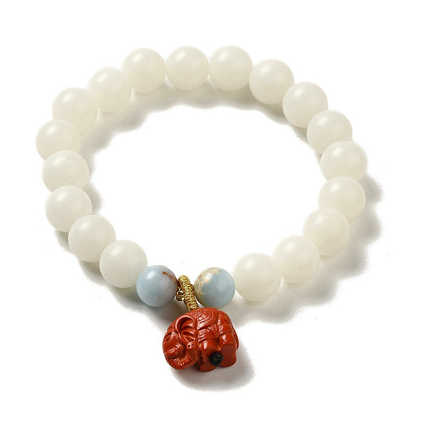 PandaHall Round Natural White Jade Stretch Bracelets, with Elephant Cinnabar and Natural Shoushan Stone , Inner Diameter: 5.5cm Shoushan...
PandaHall Round Natural White Jade Stretch Bracelets, with Elephant Cinnabar and Natural Shoushan Stone , Inner Diameter: 5.5cm Shoushan...