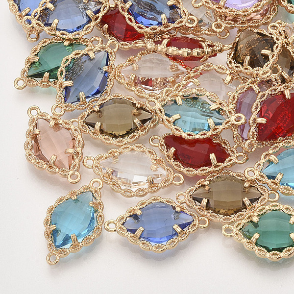 PandaHall Faceted Glass Links connectors, with Golden Tone Brass Open Back Settings, Rhombus, Mixed Color, 21.5x13x4.5~5.5mm, Hole: 1.2mm..., Multicolor
PandaHall Faceted Glass Links connectors, with Golden Tone Brass Open Back Settings, Rhombus, Mixed Color, 21.5x13x4.5~5.5mm, Hole: 1.2mm..., Multicolor