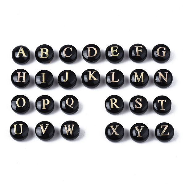 PandaHall Handmade Lampwork Beads, with Golden Plated Brass Etched Metal Embellishments, Flat Round with Letter A~Z, Black, 8x5mm, Hole...
PandaHall Handmade Lampwork Beads, with Golden Plated Brass Etched Metal Embellishments, Flat Round with Letter A~Z, Black, 8x5mm, Hole...