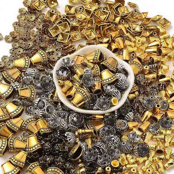 PandaHall Tibetan Style Alloy Bead Caps, Mixed Shapes, Mixed Color, 5~20x2~10mm, Hole: 0.5mm Alloy
PandaHall Tibetan Style Alloy Bead Caps, Mixed Shapes, Mixed Color, 5~20x2~10mm, Hole: 0.5mm Alloy