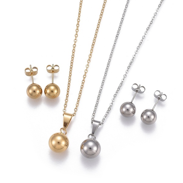 PandaHall 304 Stainless Steel Jewelry Sets, Pendant Necklaces and Stud Earrings, Ball, Mixed Color, 17.71 inch(45cm), 19x8mm, Pin: 0.7mm 304...
PandaHall 304 Stainless Steel Jewelry Sets, Pendant Necklaces and Stud Earrings, Ball, Mixed Color, 17.71 inch(45cm), 19x8mm, Pin: 0.7mm 304...
