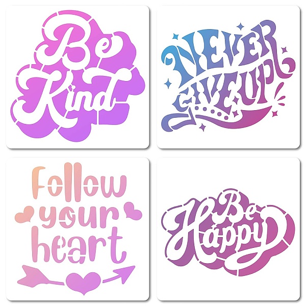 PandaHall 4Pcs 4 Styles PET Plastic Hollow Out Drawing Painting Stencils Templates Sets, Square, Word, 180x180mm, 1pc/style Plastic Word
PandaHall 4Pcs 4 Styles PET Plastic Hollow Out Drawing Painting Stencils Templates Sets, Square, Word, 180x180mm, 1pc/style Plastic Word