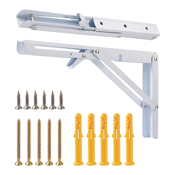 PandaHall Iron Folding Shelf Brackets, with Plastic Plus & Iron Screws, White, 1.6~30x0.65~3.7x0.65~2.35cm, 20pcs/set Iron White
PandaHall Iron Folding Shelf Brackets, with Plastic Plus & Iron Screws, White, 1.6~30x0.65~3.7x0.65~2.35cm, 20pcs/set Iron White