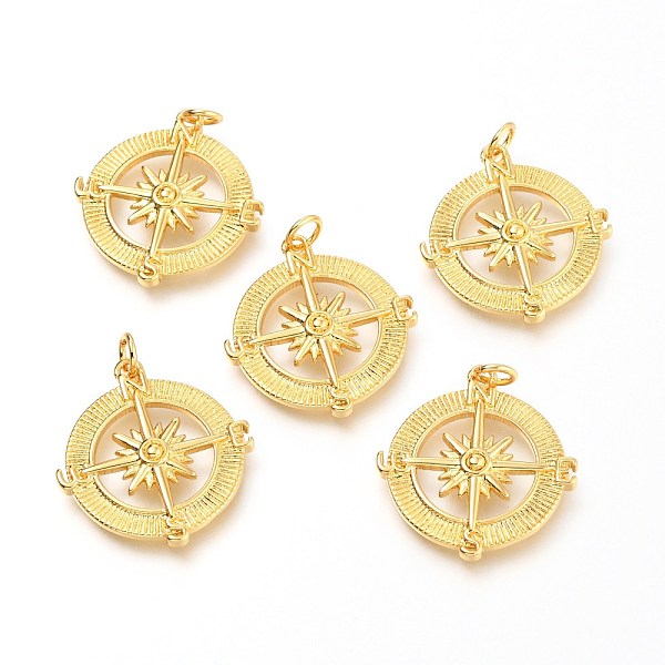 PandaHall Brass Pendants, with Jump Rings, Compass, Real 18K Gold Plated, 24x22x3mm, Hole: 3.2mm Brass Tool
PandaHall Brass Pendants, with Jump Rings, Compass, Real 18K Gold Plated, 24x22x3mm, Hole: 3.2mm Brass Tool