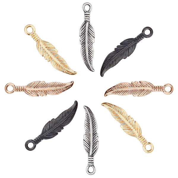 PandaHall Unicraftale 8Pcs 4 Colors 304 Stainless Steel Pendants, Ion Plating (IP), Feather, Mixed Color, 25.5x6x2.5mm, Hole: 2mm...
PandaHall Unicraftale 8Pcs 4 Colors 304 Stainless Steel Pendants, Ion Plating (IP), Feather, Mixed Color, 25.5x6x2.5mm, Hole: 2mm...
