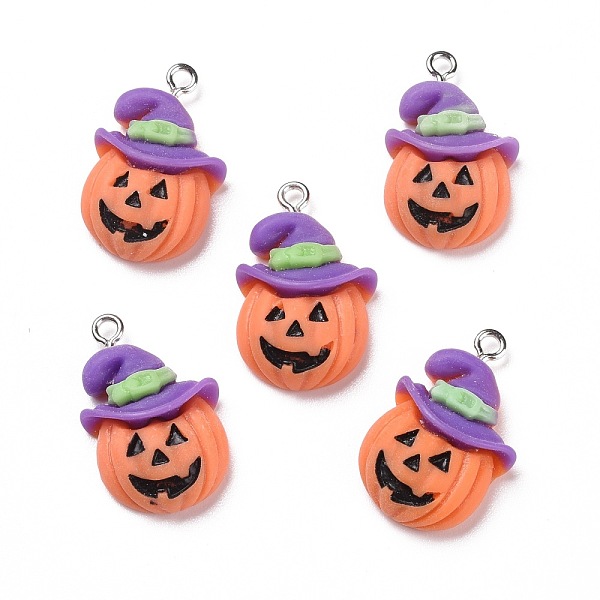PandaHall Halloween Opaque Resin Pendants, with Platinum Tone Iron Loops, Pumpkin with Purple Hat, Orange, 26x16.5x7mm, Hole: 2mm Iron+Resin...
PandaHall Halloween Opaque Resin Pendants, with Platinum Tone Iron Loops, Pumpkin with Purple Hat, Orange, 26x16.5x7mm, Hole: 2mm Iron+Resin...