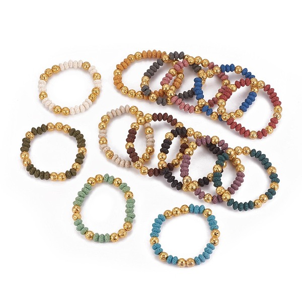 PandaHall Natural Lava Rock Stretch Bracelets, with Golden Plated Lava Rock Round Beads, Mixed Color, 2-1/8 inch(5.5cm) Lava Rock Multicolor
PandaHall Natural Lava Rock Stretch Bracelets, with Golden Plated Lava Rock Round Beads, Mixed Color, 2-1/8 inch(5.5cm) Lava Rock Multicolor