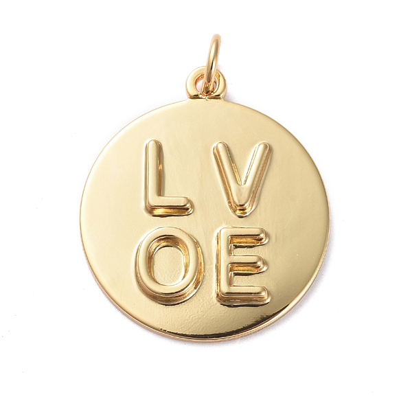 PandaHall Valentine Theme Brass Pendants, Long-Lasting Plated, Flat Round and LOVE, Real 18K Gold Plated, 23x20x2.4mm, Hole: 3.1mm Brass...
PandaHall Valentine Theme Brass Pendants, Long-Lasting Plated, Flat Round and LOVE, Real 18K Gold Plated, 23x20x2.4mm, Hole: 3.1mm Brass...