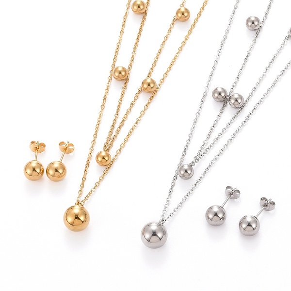 PandaHall Ball 304 Stainless Steel Jewelry Sets, Pendant Cable Chains Necklaces and Stud Earrings, with Lobster Claw Clasps and Ear Nuts...
PandaHall Ball 304 Stainless Steel Jewelry Sets, Pendant Cable Chains Necklaces and Stud Earrings, with Lobster Claw Clasps and Ear Nuts...