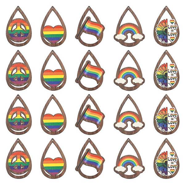 PandaHall 40Pcs 5 Styles Rainbow Printed Aspen Wood Big Pendants, Teardrop with Heart & Rainbow & Flag & Peace Sign & Sunflower Charm...
PandaHall 40Pcs 5 Styles Rainbow Printed Aspen Wood Big Pendants, Teardrop with Heart & Rainbow & Flag & Peace Sign & Sunflower Charm...