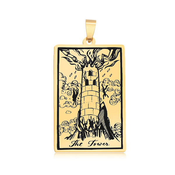 PandaHall 201 Stainless Steel Pendants, Laser Engraved Pattern, Tarot Card Pendants, Golden, The Tower XVI, 40x24x1mm, Hole: 8x4mm 201...
PandaHall 201 Stainless Steel Pendants, Laser Engraved Pattern, Tarot Card Pendants, Golden, The Tower XVI, 40x24x1mm, Hole: 8x4mm 201...