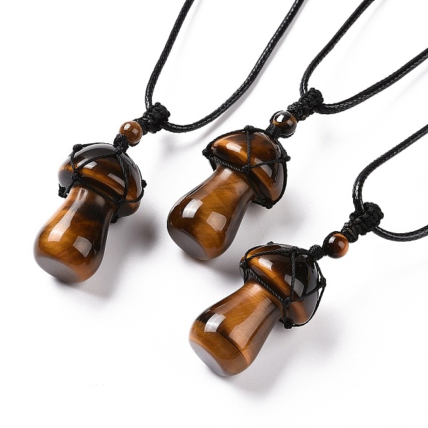 PandaHall Natural Tiger Eye Mushroom Pendant Necklace, Wax Rope Macrame Pouch Braided Necklace for Women, 29.92 inch(76cm) Tiger Eye
PandaHall Natural Tiger Eye Mushroom Pendant Necklace, Wax Rope Macrame Pouch Braided Necklace for Women, 29.92 inch(76cm) Tiger Eye