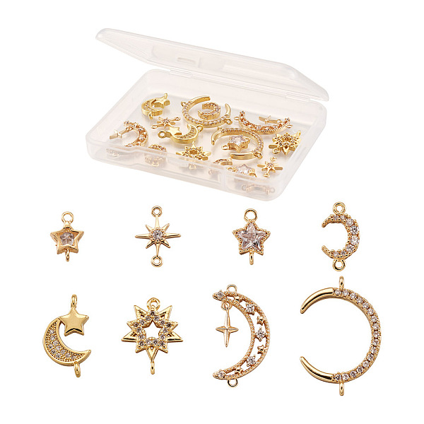 PandaHall Kissitty 16Pcs 8 Style Brass Clear Cubic Zirconia Links Connectors, Moon & Star, Golden, 2pcs/style Brass+Cubic Zirconia Moon...
PandaHall Kissitty 16Pcs 8 Style Brass Clear Cubic Zirconia Links Connectors, Moon & Star, Golden, 2pcs/style Brass+Cubic Zirconia Moon...