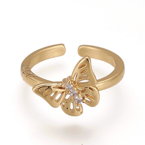 PandaHall Brass Micro Pave Cubic Zirconia Cuff Rings, Open Rings, Long-Lasting Plated, Butterfly, Real 18K Gold Plated, Inner Diameter: 17mm..., Clear
PandaHall Brass Micro Pave Cubic Zirconia Cuff Rings, Open Rings, Long-Lasting Plated, Butterfly, Real 18K Gold Plated, Inner Diameter: 17mm..., Clear