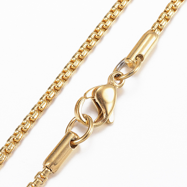PandaHall 304 Stainless Steel Box Chain Necklaces, with Lobster Claw Clasp, Golden, 29.5 inch(75cm) 304 Stainless Steel
PandaHall 304 Stainless Steel Box Chain Necklaces, with Lobster Claw Clasp, Golden, 29.5 inch(75cm) 304 Stainless Steel
