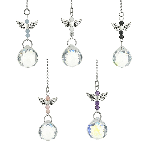 PandaHall Glass Round Pendant Decorations, with Angel Gemstone & Alloy Link, for Home Decorations, 167mm Miriam Stone Angel & Fairy
PandaHall Glass Round Pendant Decorations, with Angel Gemstone & Alloy Link, for Home Decorations, 167mm Miriam Stone Angel & Fairy