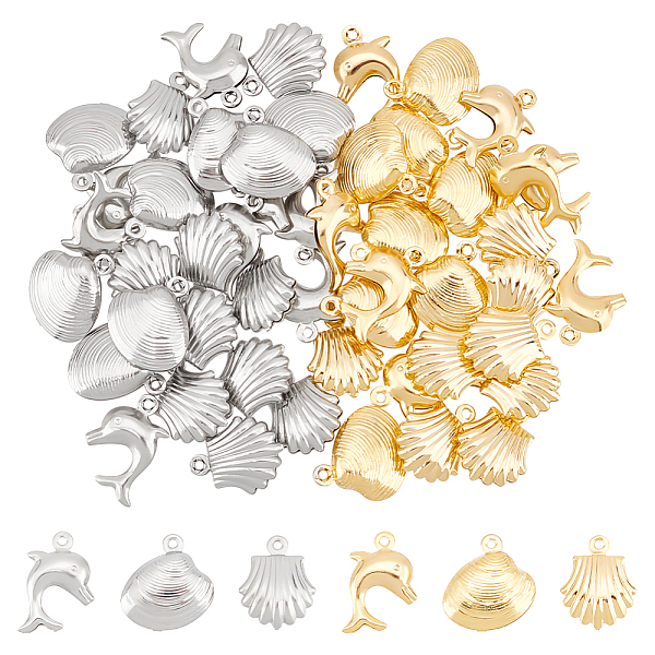 PandaHall Unicraftale 48Pcs 6 Style 304 Stainless Steel Charms, Shell Shapes & Dolphin, Mixed Color, 13.5~14.5x10.5~14x3.5~4.5mm, Hole: 1mm...
PandaHall Unicraftale 48Pcs 6 Style 304 Stainless Steel Charms, Shell Shapes & Dolphin, Mixed Color, 13.5~14.5x10.5~14x3.5~4.5mm, Hole: 1mm...