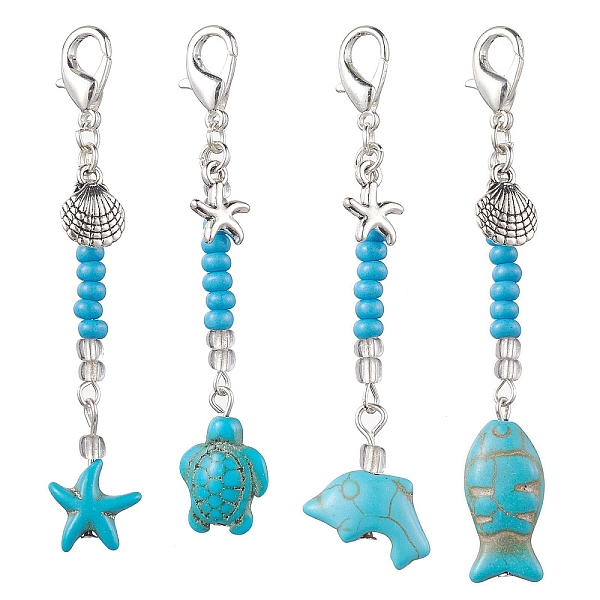 PandaHall 4Pcs Synthetic Turquoise Pendant Decorations, with Alloy Charms and Zinc Alloy Lobster Claw Clasps, Turquoise, 75~82mm, 4pcs/set..., Green
PandaHall 4Pcs Synthetic Turquoise Pendant Decorations, with Alloy Charms and Zinc Alloy Lobster Claw Clasps, Turquoise, 75~82mm, 4pcs/set..., Green