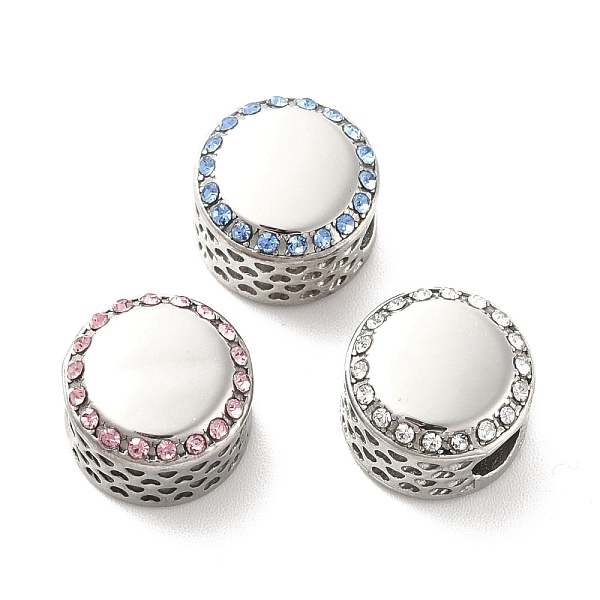 PandaHall 304 Stainless Steel European Beads, with Rhinestone, Large Hole Beads, Stainless Steel Color, Flat Round, Mixed Color, 12x8mm..., Multicolor
PandaHall 304 Stainless Steel European Beads, with Rhinestone, Large Hole Beads, Stainless Steel Color, Flat Round, Mixed Color, 12x8mm..., Multicolor