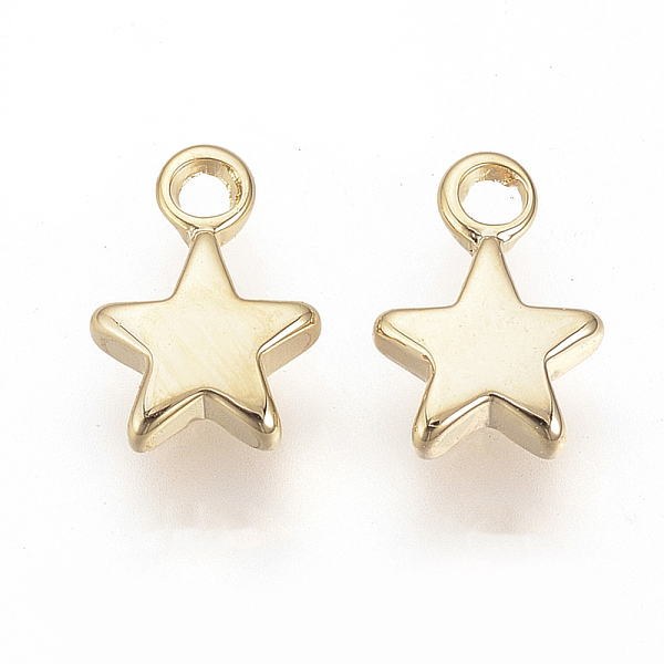 PandaHall Brass Charms, Star, Nickel Free, Real Gold Plated, Real 18K Gold Plated, 10x7x2mm, Hole: 1.4mm Brass Star
PandaHall Brass Charms, Star, Nickel Free, Real Gold Plated, Real 18K Gold Plated, 10x7x2mm, Hole: 1.4mm Brass Star