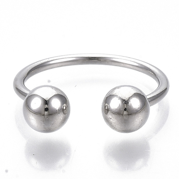 PandaHall Alloy Cuff Rings, Open Rings, with Round Immovable Beads, Platinum, US Size 6(16.5mm) Alloy
PandaHall Alloy Cuff Rings, Open Rings, with Round Immovable Beads, Platinum, US Size 6(16.5mm) Alloy