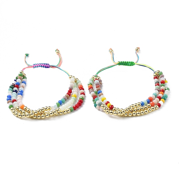 PandaHall Round Brass and Faceted Glass Braided Bead Bracelet, Multi-strand Bracelets, Colorful, Inner Diameter: 2-3/4~4-3/4 inch(7~12cm)...
PandaHall Round Brass and Faceted Glass Braided Bead Bracelet, Multi-strand Bracelets, Colorful, Inner Diameter: 2-3/4~4-3/4 inch(7~12cm)...
