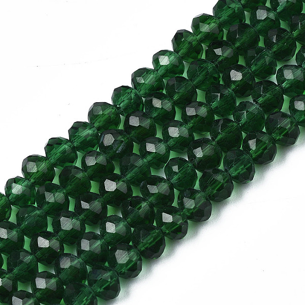 PandaHall Glass Beads Strands, Faceted, Rondelle, Dark Green, 3x2mm, Hole: 0.8mm, about 145~150pcs/strand, 34~35cm Glass Rondelle
PandaHall Glass Beads Strands, Faceted, Rondelle, Dark Green, 3x2mm, Hole: 0.8mm, about 145~150pcs/strand, 34~35cm Glass Rondelle